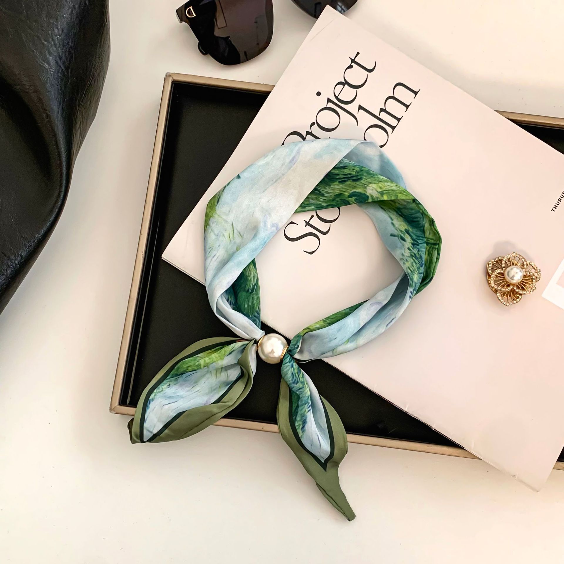 Ethnic Fashion Design - Cashew Flower Silk Scarf Effortless Collarbone
