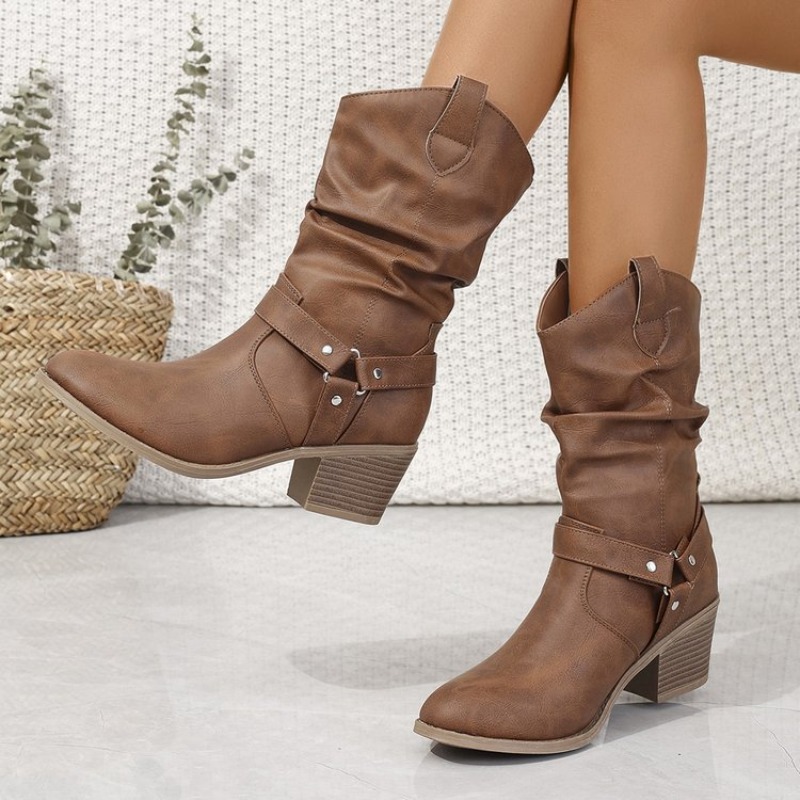 Womens Mid-Calf Boots Retro St - Ethnic Fashion Women 评论和价格